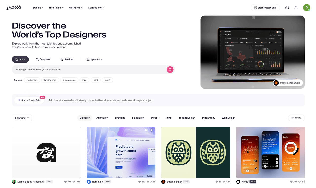 Dribbble Style design.md - Vibe Coding 设计规范，复制给 AI 生成代码